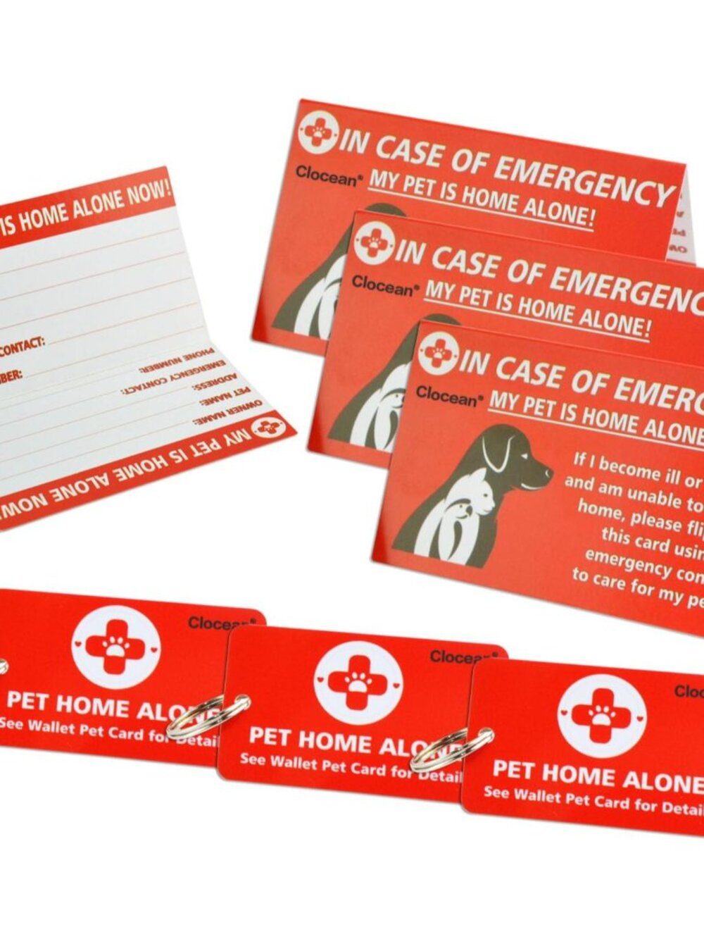 My Pets, Dogs & Cats are Home Alone Alert Key Tag Keychain Emergency Contact Wal